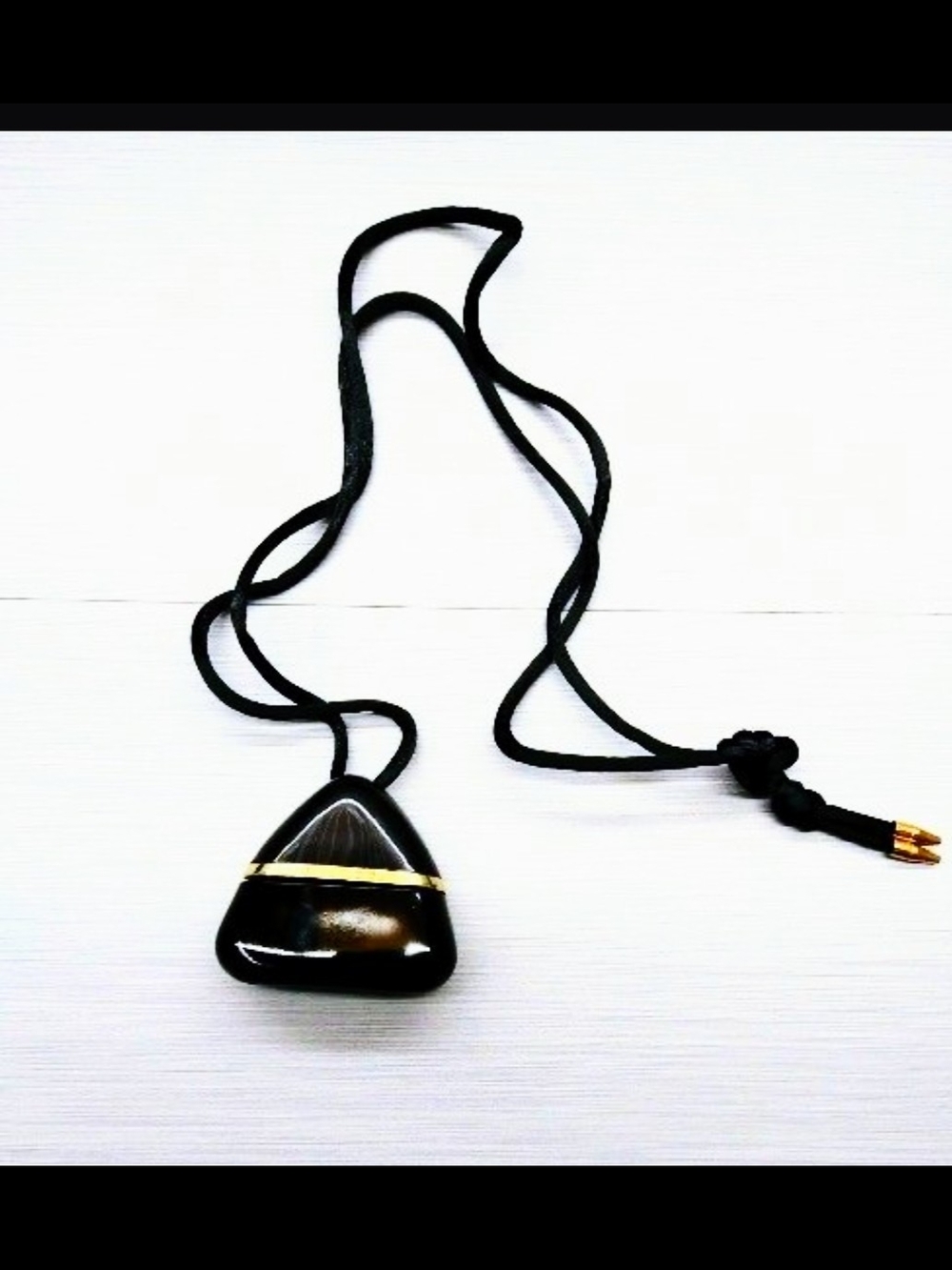 Black Triangle Pendant Necklace with Gold Accent